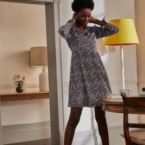 Boden Womens Alma Gray Blue Floral Paisley Print Jersey Shift Dress NWT Size 16